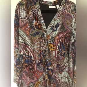 Susan Graver button down tunic duster style blouse